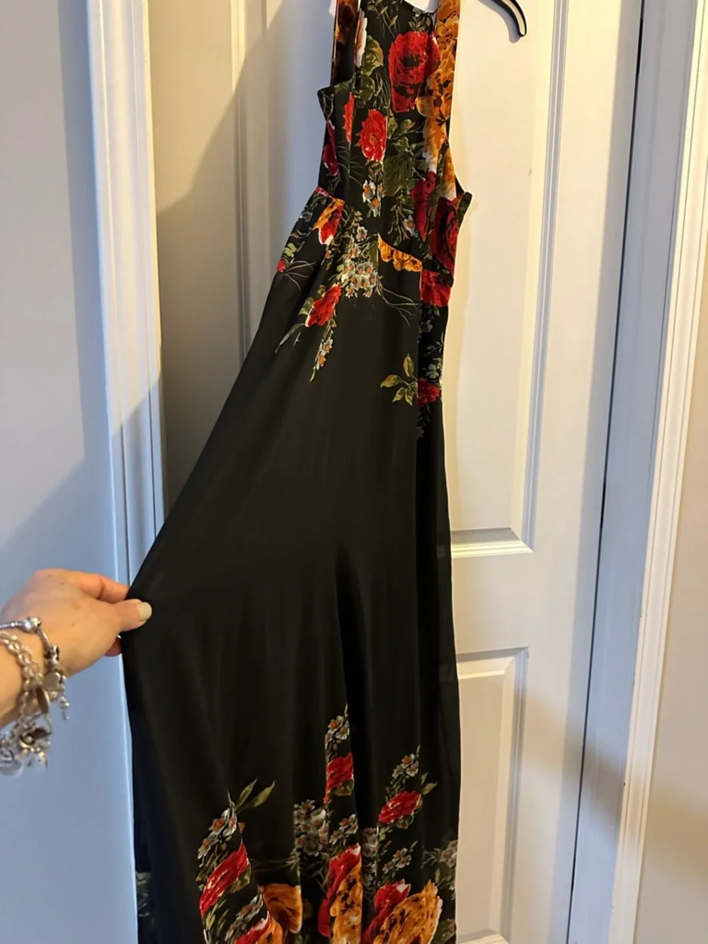 Black Floral Halter Maxi Dress - Picture 2 of 6